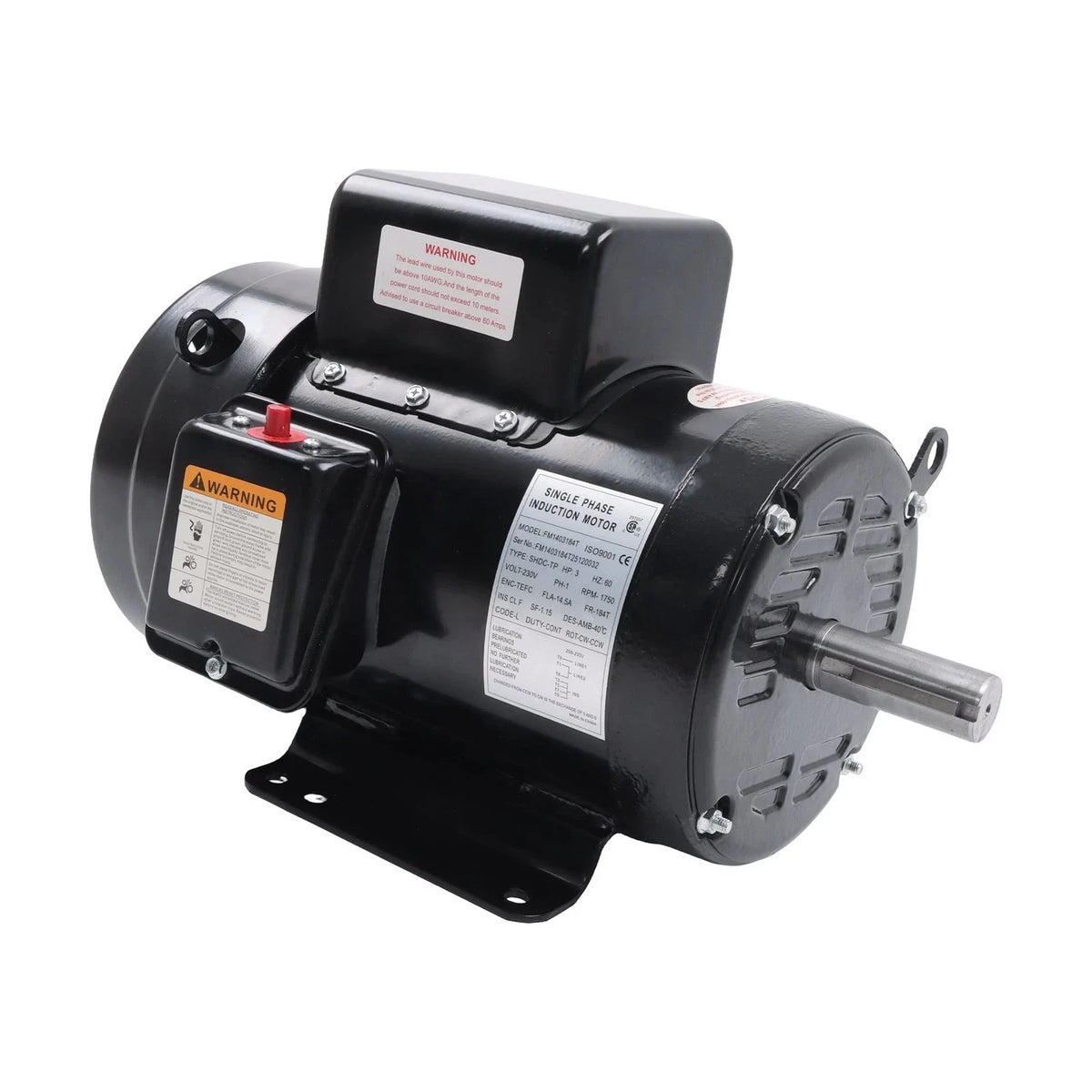 3HP TEFC Motor for Farm Duty (208/230V, 60Hz, 1800 RPM, Reversible)