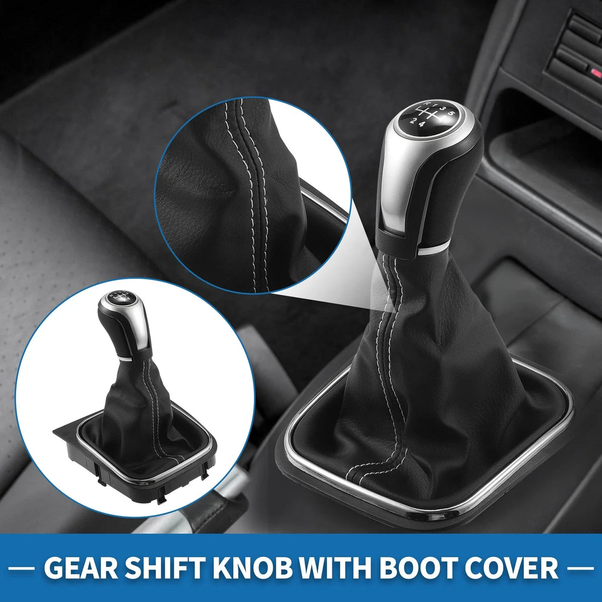 5 Speed Manual Gear Shifter Knob with Cover for Volkswagen Jetta (2006–2010)