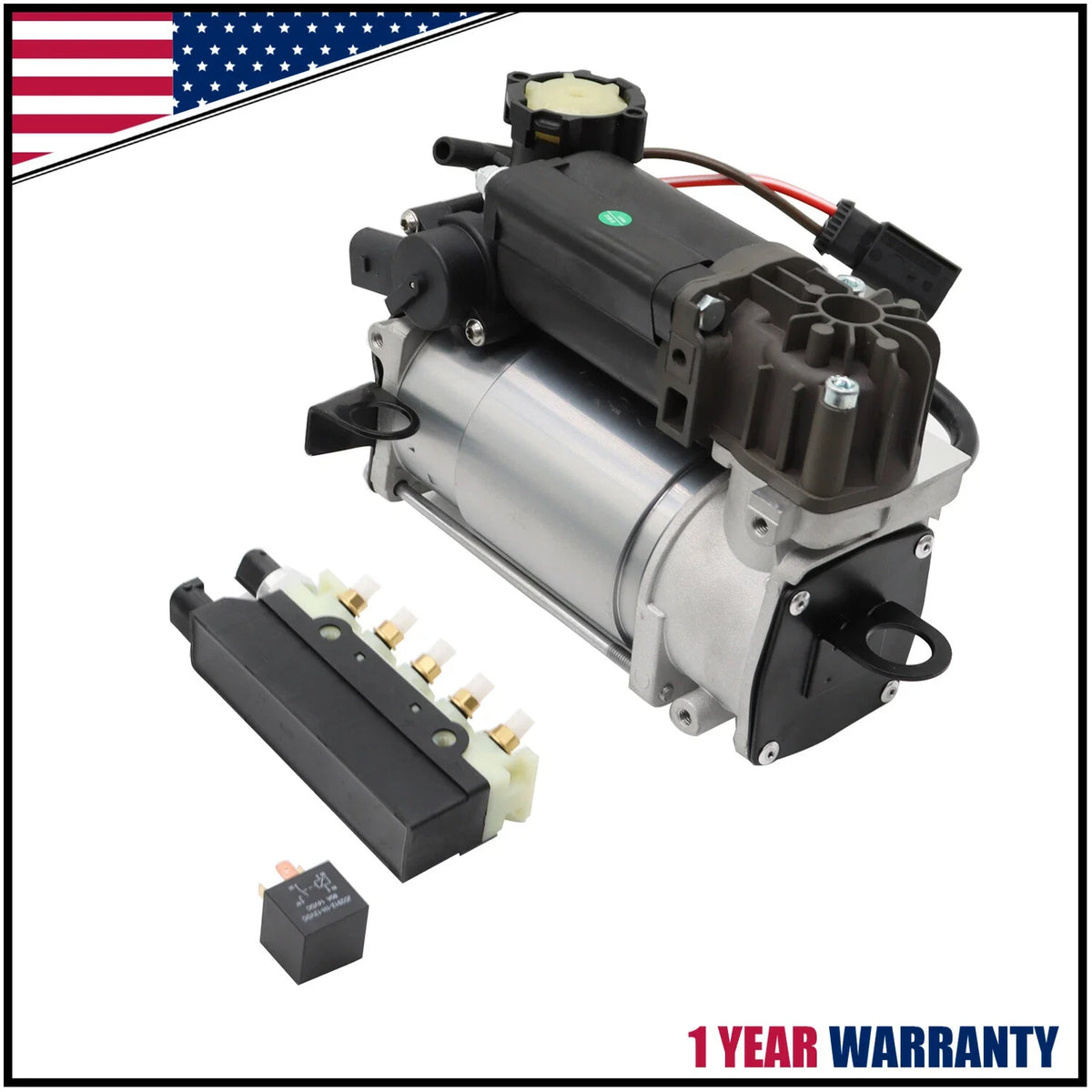 Air Suspension Pump + Relay & Valve Block Set for Mercedes W220 (1999-2006)