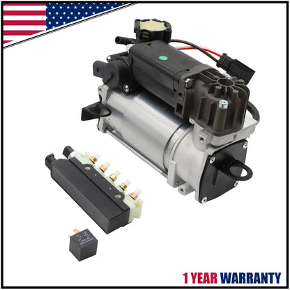 Air Suspension Pump + Relay & Valve Block Set for Mercedes W220 (1999-2006)
