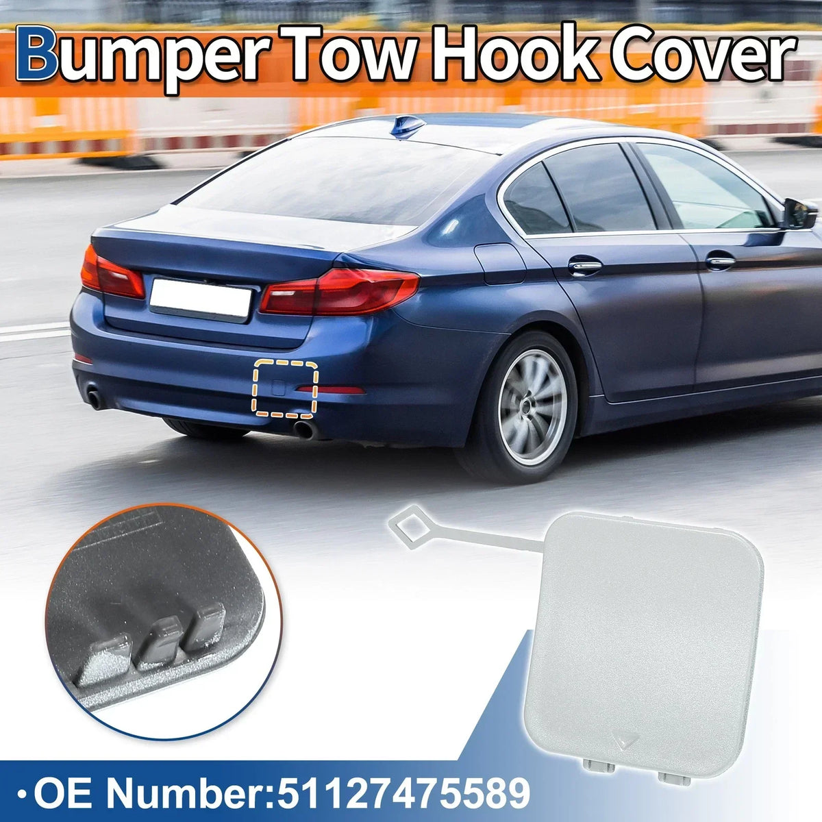 Tow Hook Cover - White Finish for BMW 530i 530e 540i M5