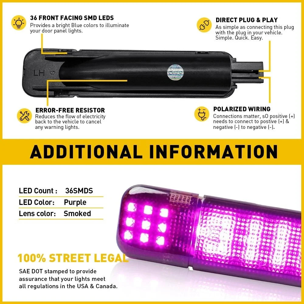 4X LED Door Interior Lights for Silverado Tahoe 1999-2007