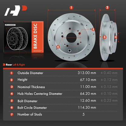 Drilled Rear Brake Rotors for Honda Odyssey 2002-2004