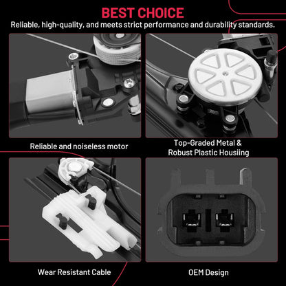 Front Left Window Regulator Assembly with Motor for Fiat 500 2012-2019