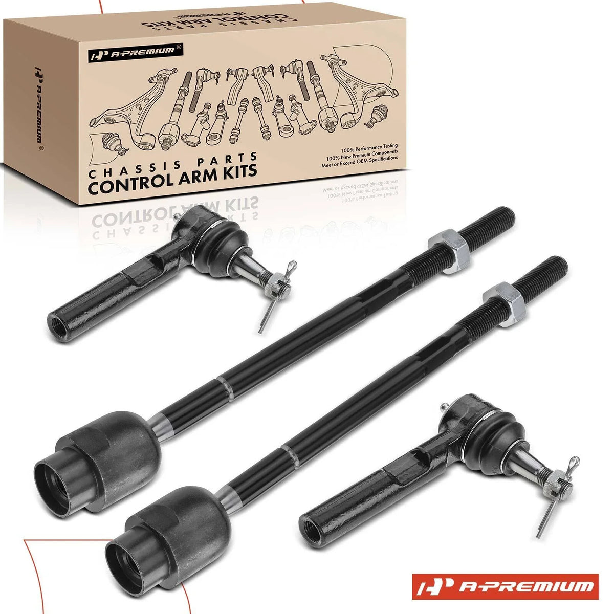 Set of 4 Front Inner & Outer Tie Rods for Chevy Malibu (2004–2012)