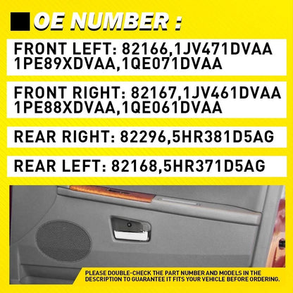 Gray Door Handle Set (4) for Jeep Grand Cherokee 2005-2010