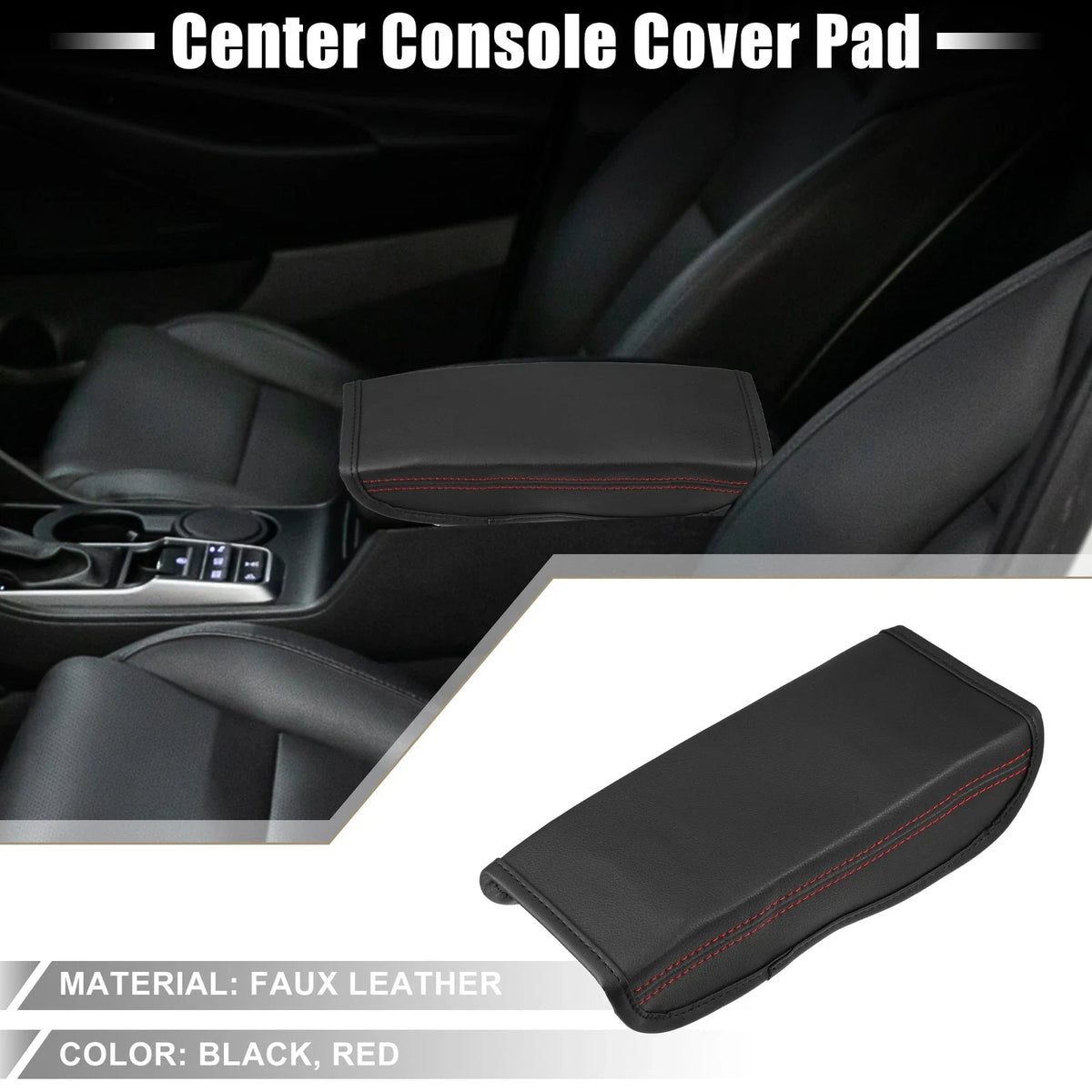 Armrest Cover for Hyundai Tucson (2016–2021) Black Red