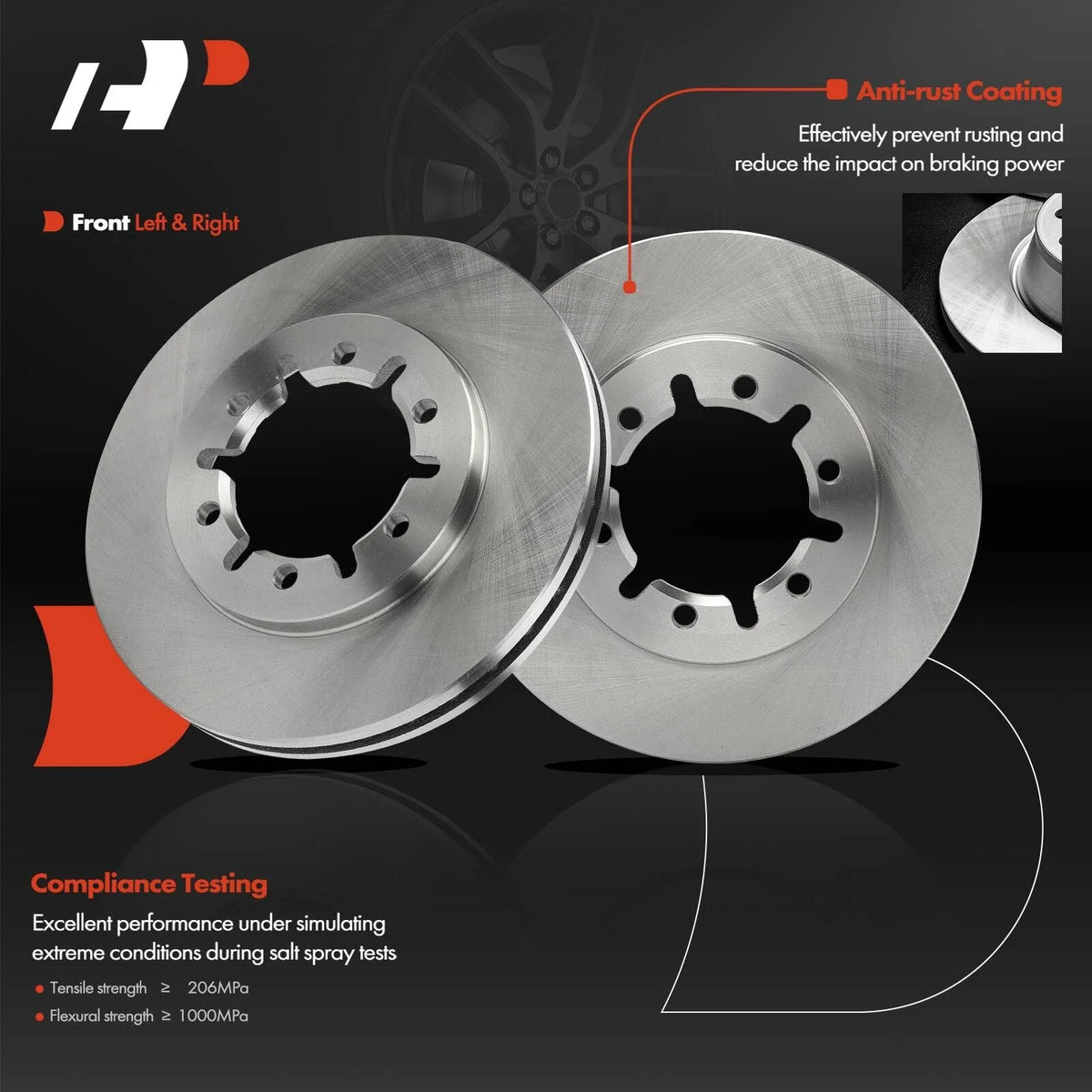 Front Brake Pads and Disc Rotors Set for 1998-2004 Nissan Frontier