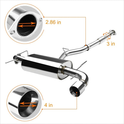 4" Rolled Tip Catback Exhaust Muffler for WRX Subaru 2008-2014