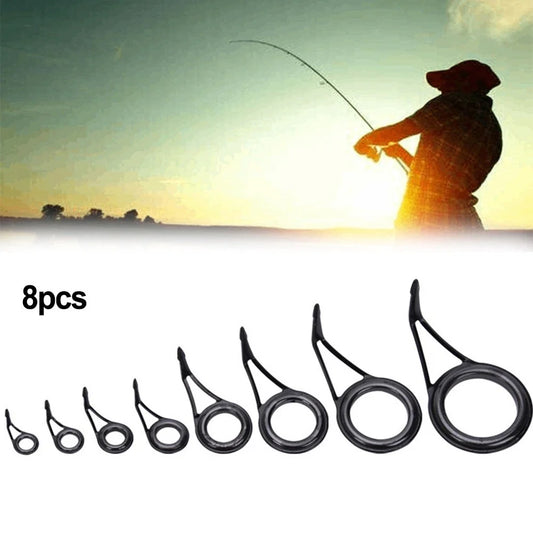 Fishing Rod Guide Repair Kit - 8PCS Top Rings Line Guides Eyes
