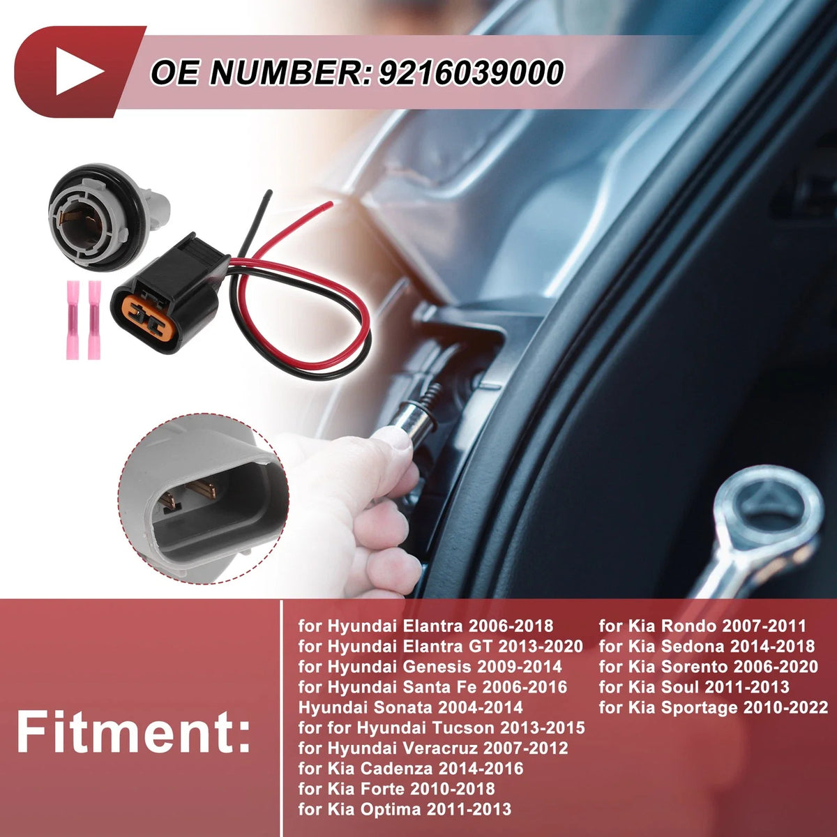 Front Turn Signal Light Socket Wiring for Hyundai Elantra (2006–2018) No. 9216039000