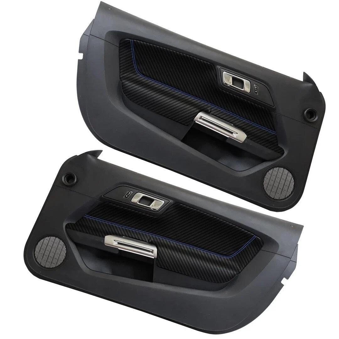 PVC Carbon Door Panel Insert for Ford Mustang (2015–2020) Blue