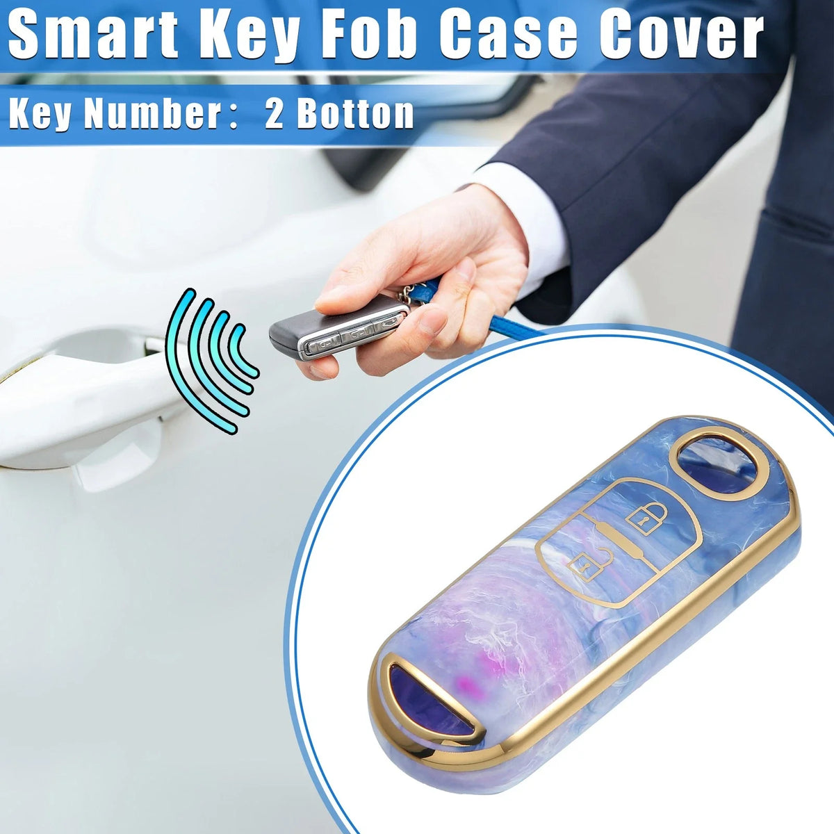 2 Buttons Remote Smart Key Fob Cover Case for Mazda CX-3, CX-4, CX-5 (2016–2021)