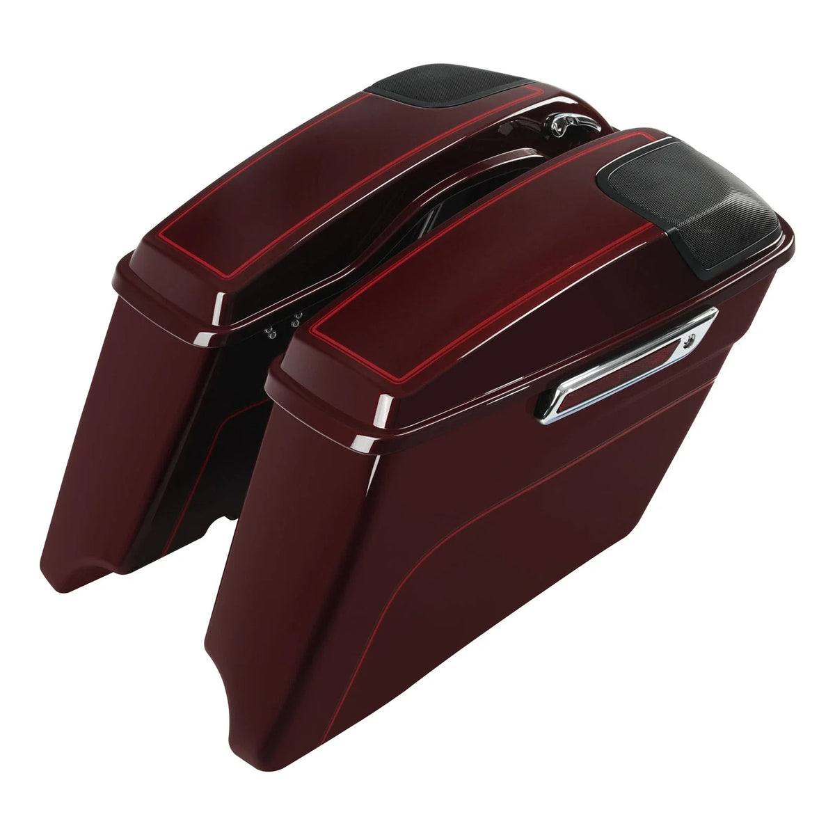 4" Stretched Saddlebags for Harley Street Glide (2014–Present) Mysterious Red Sunglo
