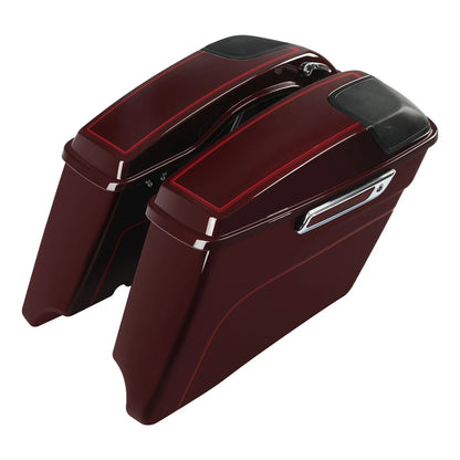 4" Stretched Saddlebags for Harley Street Glide (2014–Present) Mysterious Red Sunglo