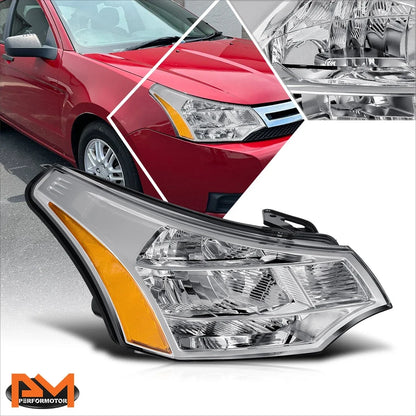 Headlight Lamp Right Side Chrome/Amber for 2008–2011 Ford Focus