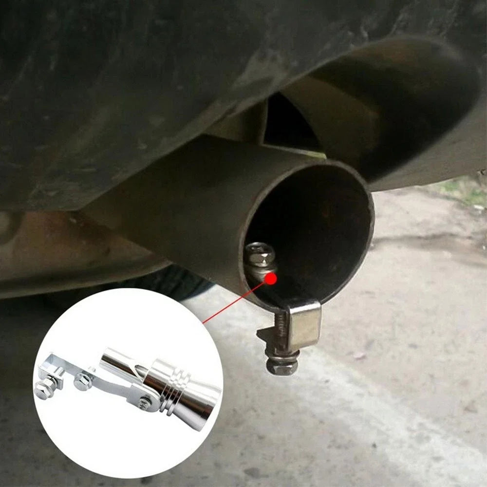 Turbo Muffler Sound Tips for Universal Vehicles (Silver/Black)