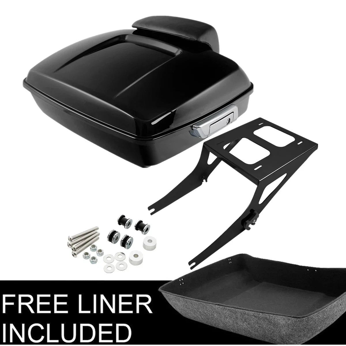 Chopped Trunk Backrest Mount Rack Kit for Harley Fatboy FLSTF 2008-2016