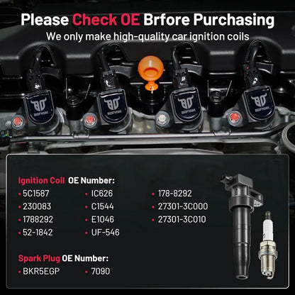 6 Ignition Coils UF546 for Hyundai Genesis 3.8L (2009 to 2016)
