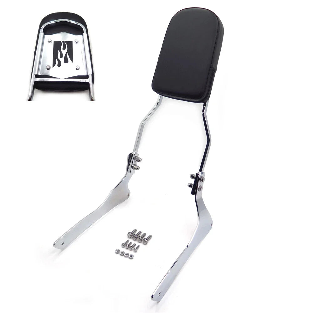 Chrome Flame Sissy Bar Backrest Pad for Suzuki Boulevard C90/VL1500
