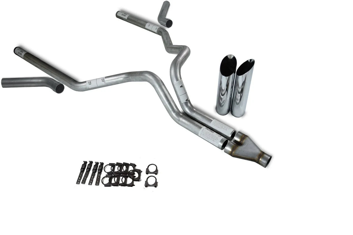 Dual Exhaust Kit for Chevy GMC 1500 (2007–2014) - 3" Y Pipe, Slash Tips