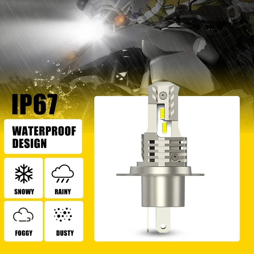 LED H4 Headlight Bulb for Motorcycle (6000K, Hi/Lo Beam)