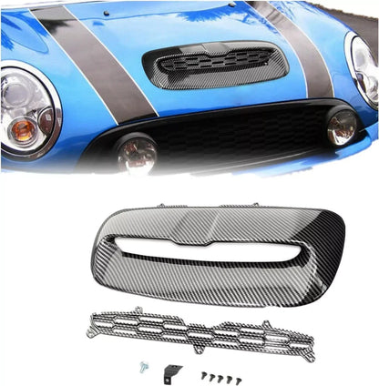 Hood Scoop Air Intake for Mini Cooper S R56 2007-2013, Carbon Fiber Front