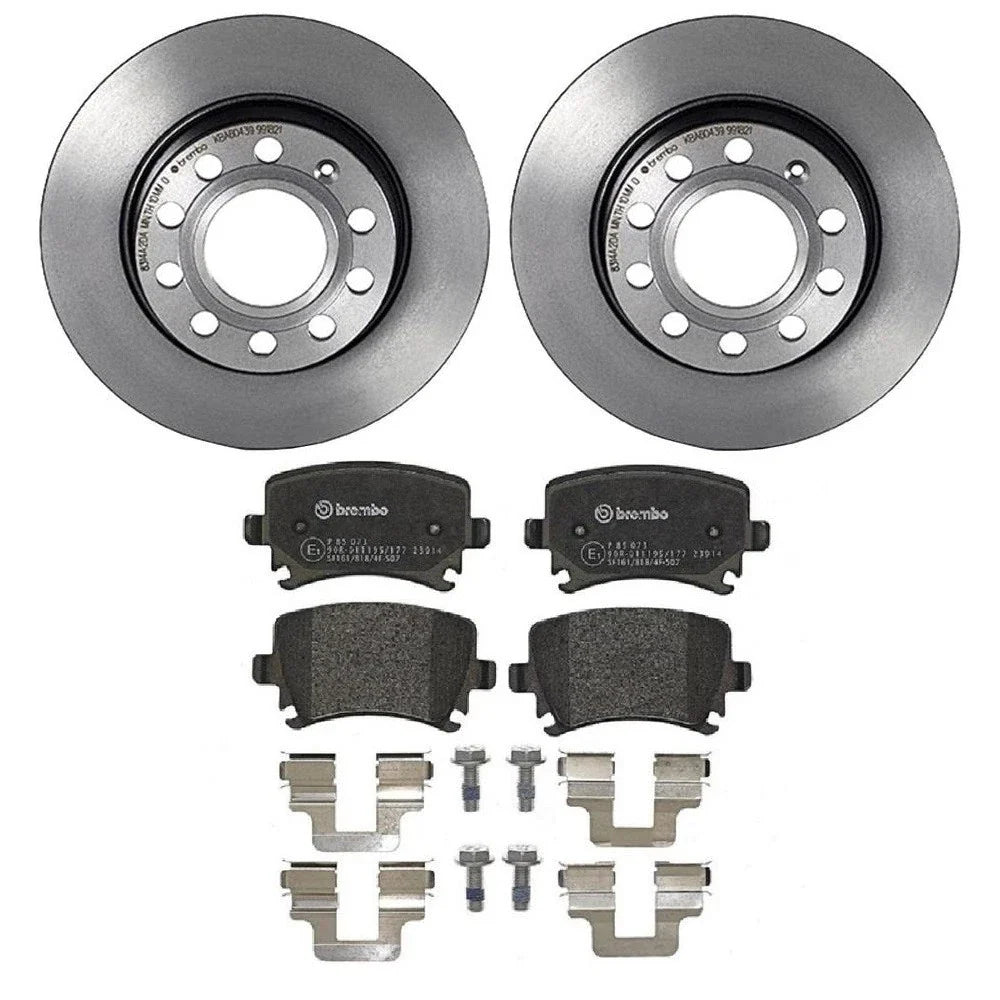 Brembo Rear Brake Kit with Low-Met Pads & Coated Disc Rotors for Audi A4 (2005)
