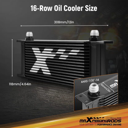 10AN Oil Cooler Kit 16 Row for Universal Applications