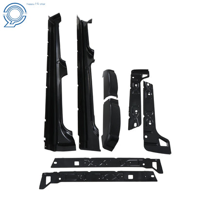 Set of 8 Black Rocker Panels for Silverado Sierra 1500 Crew Cab 1999-2007