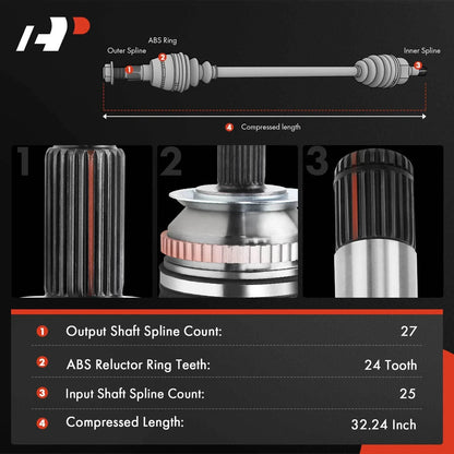 AWD Rear CV Axle Shaft Assembly - 2X for Ford Escape 2016-2019
