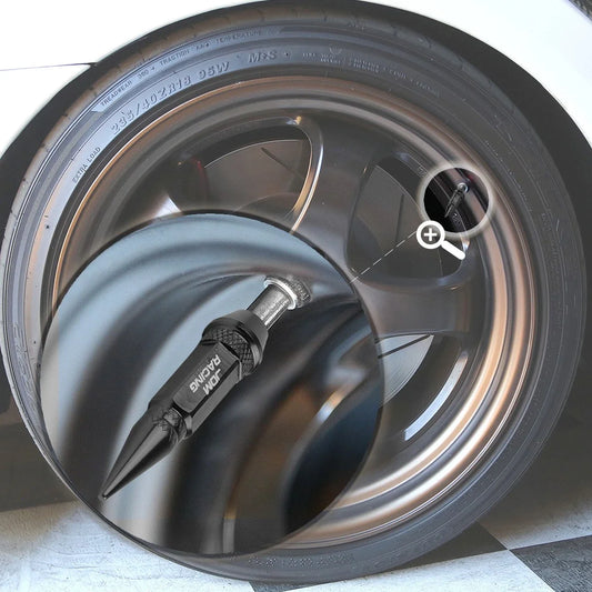 Set of 4 Black Aluminum Spiked Tire Valve Stem Caps for Universal Fit (60mm)
