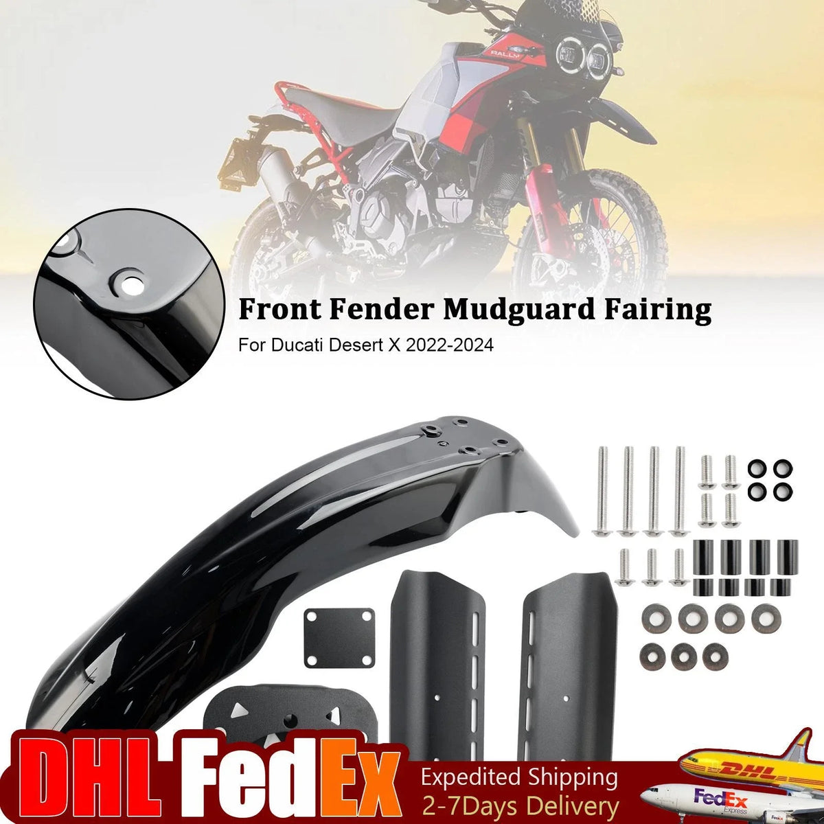 Front Fender Mudguard for Ducati Desert X (2022–2024) Black