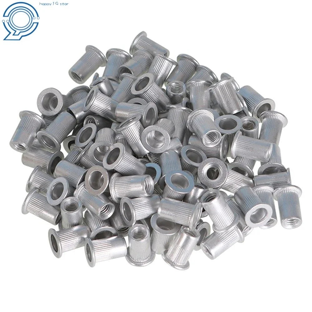 100 Pack Aluminum Flat Head Rivet Nut Insert for Metric M6