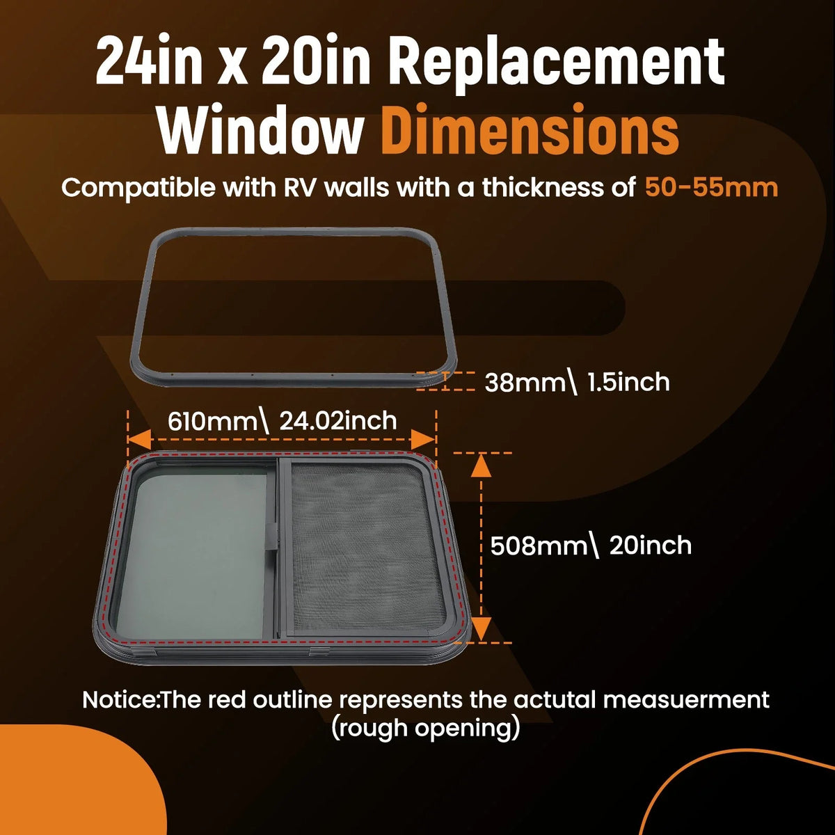RV/Camper 24" x 20" Horizontal Window for Cargo/Food Truck
