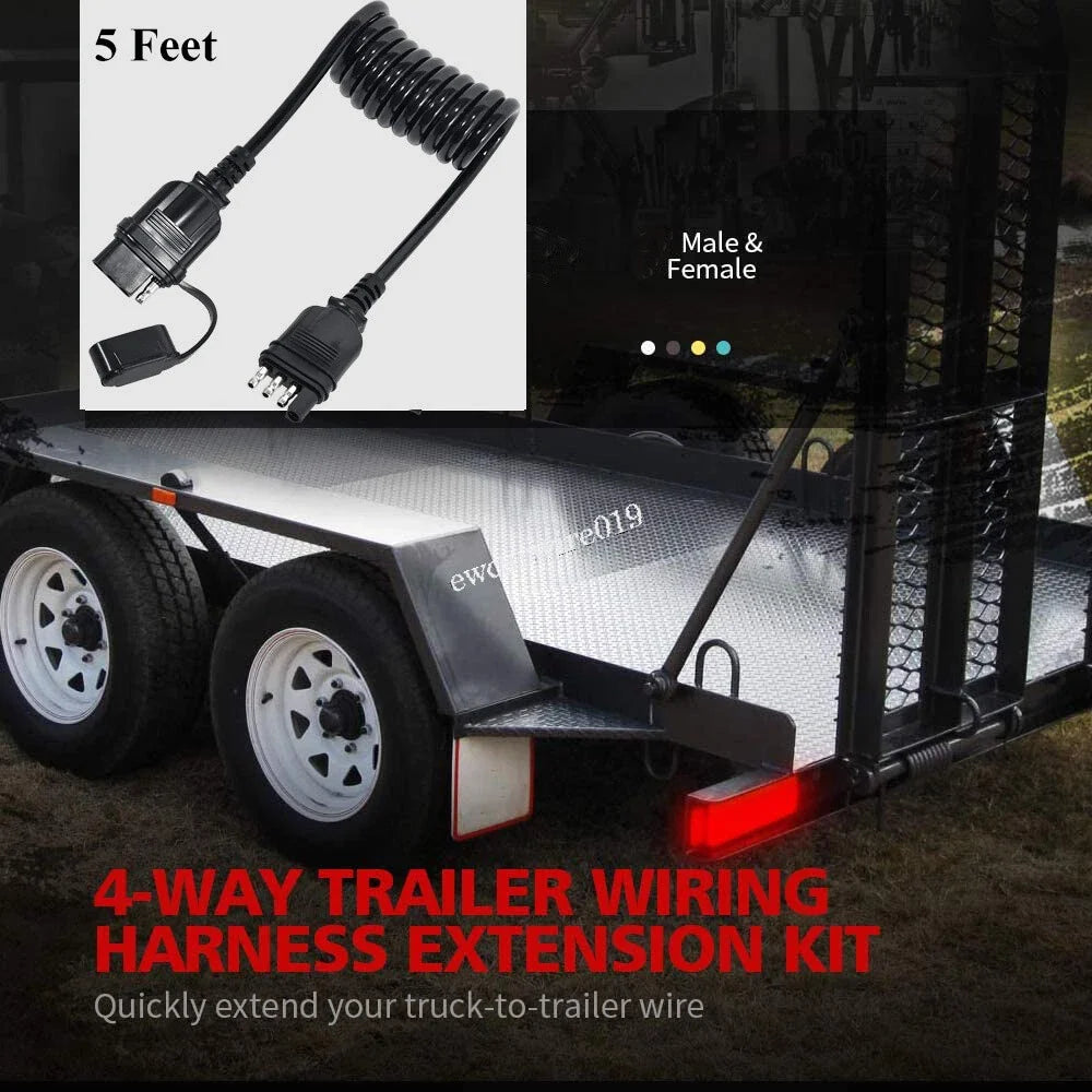 Trailer Light Extension Wire Connector - 4-Way for Universal Use