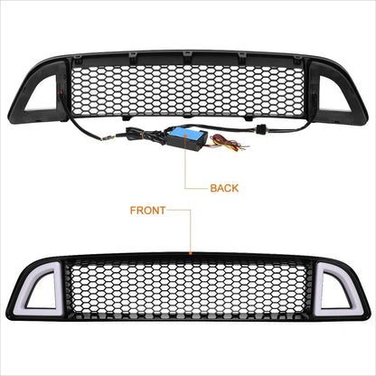 Triangle LED DRL Honeycomb Front Upper Bumper Grille for Ford Mustang 2018-2020