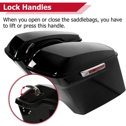 5" Stretched Saddle Bags for Touring Harley Davidson Road Glide 1993-2013