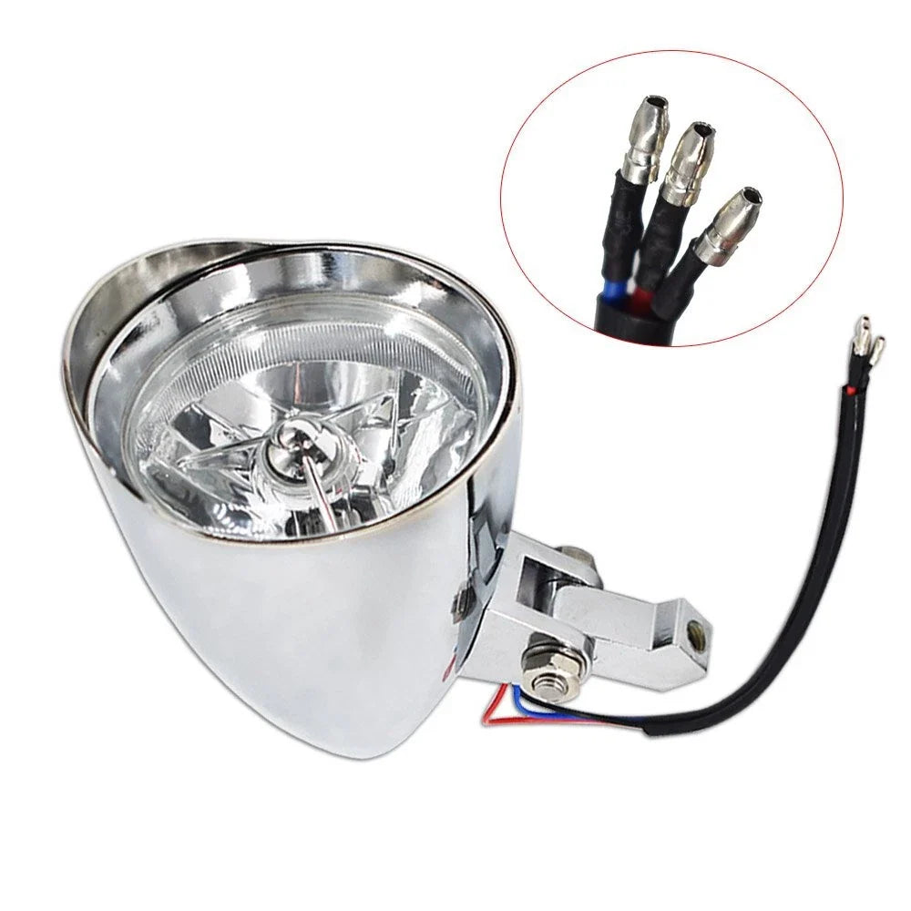 Chrome Headlight Visor for Bobber Chopper Dyna (12V)