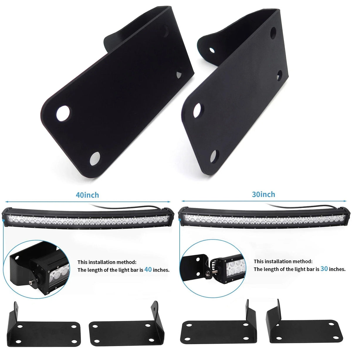 Mounting Brackets for Front Lower Bumper - 40" LED Light Bar