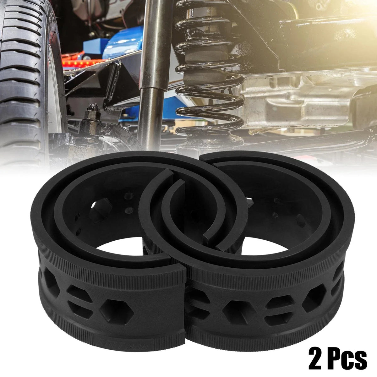 2X Black Coil Spring Rubber Buffer for Ford Chevy (Universal A Type)