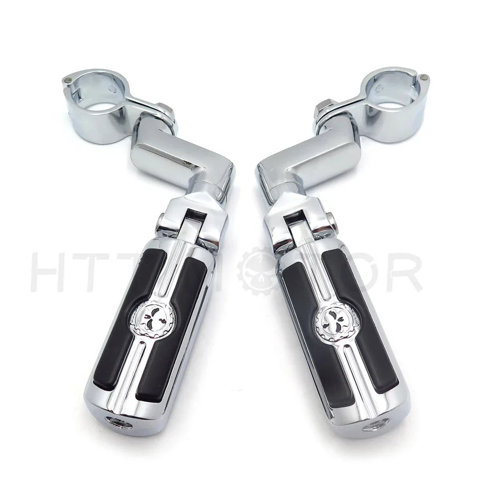 Foot Peg Mount - Gear Skull for 1.5" Engine Guard Crash Bar Harley