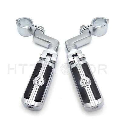 Foot Peg Mount - Gear Skull for 1.5" Engine Guard Crash Bar Harley