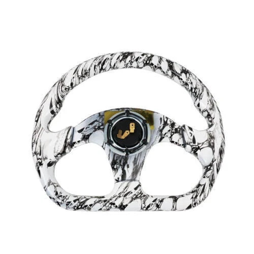 14" Flat D Shape Racing Steering Wheel with Horn Button & 6 Holes