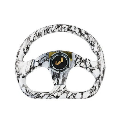 14" Flat D Shape Racing Steering Wheel with Horn Button & 6 Holes