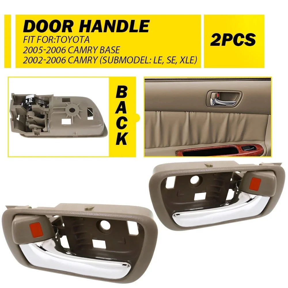 2Pcs Door Handle Inner LH+RH Beige Chrome for Toyota Camry (2005–2006)
