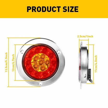 2X 4" Round Truck Tail Lights (Red/Amber) with 16 LEDs