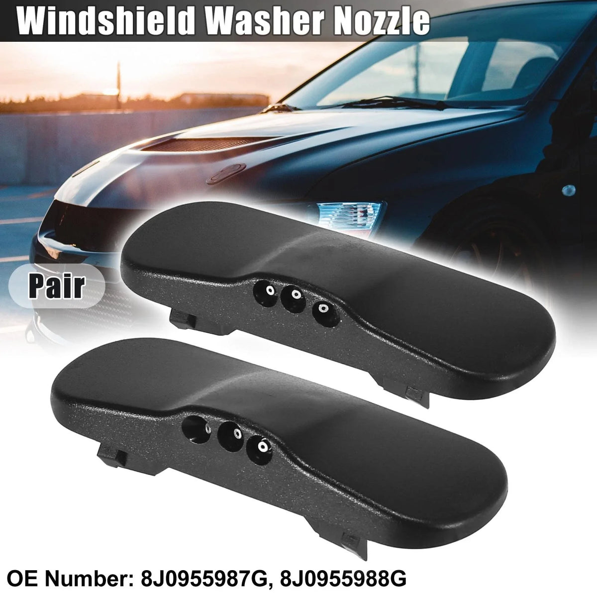 1 Pair Windshield Washer Nozzles 8J0955988G for Audi A1 A3 A4 A5 TT Q7 (2006–2020)