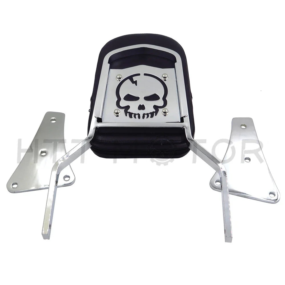 Chrome Skull Sissy Bar Backrest for Kawasaki Vulcan 1500 (1986–2013)