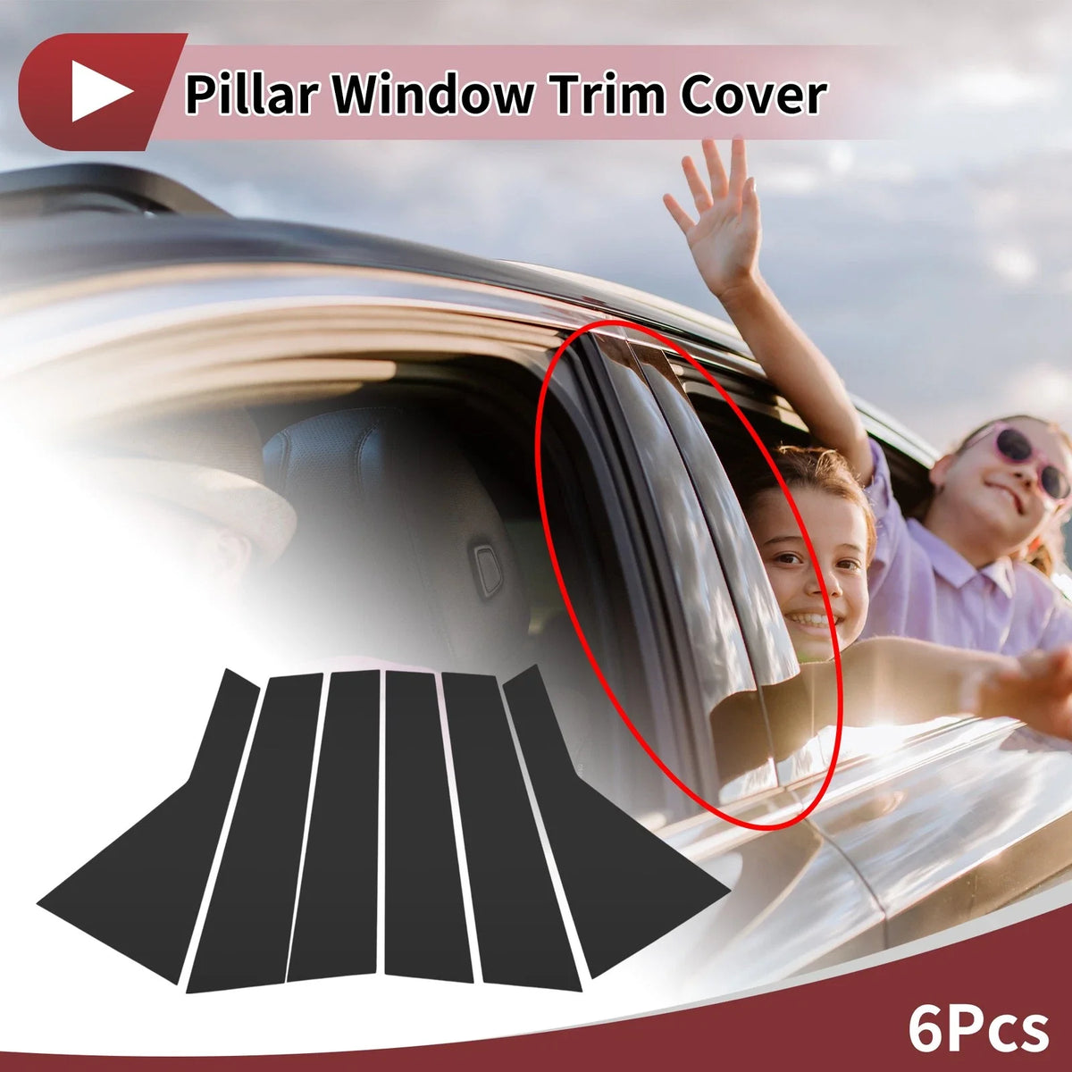 Door Pillar Window Trim for KIA Sorento (2015–2020) Black Left Right